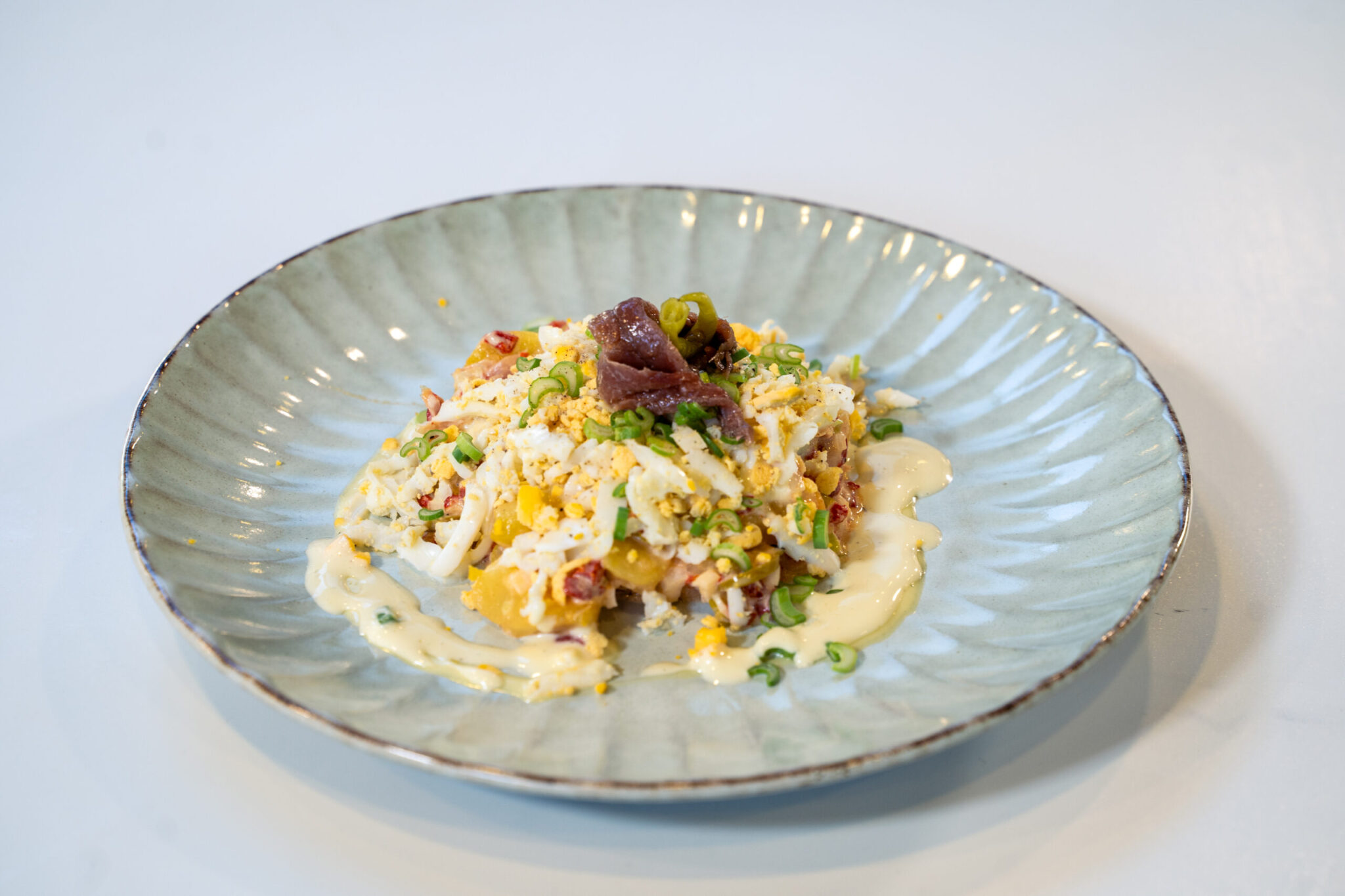 Ensalada de patata fría con mayonesa de legumbre Ensalada de patata fría con mayonesa de legumbre